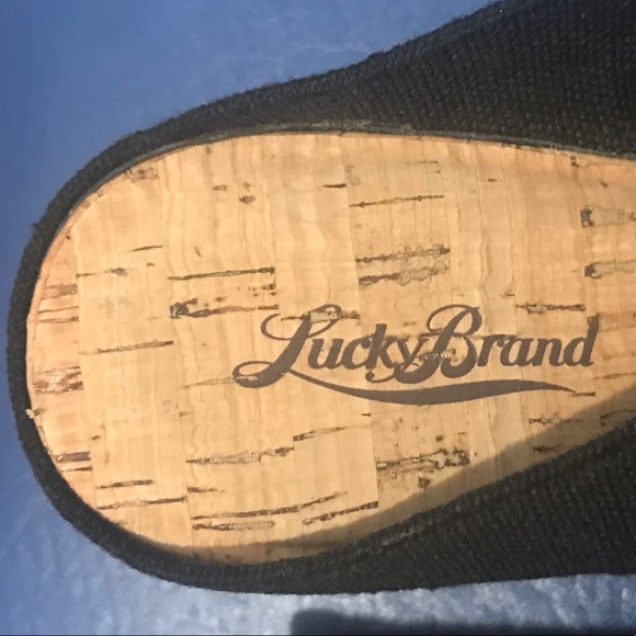 NWOT Lucky Brand LK Miller2 black woven platform cork wedge slip-on - Picture 13 of 15